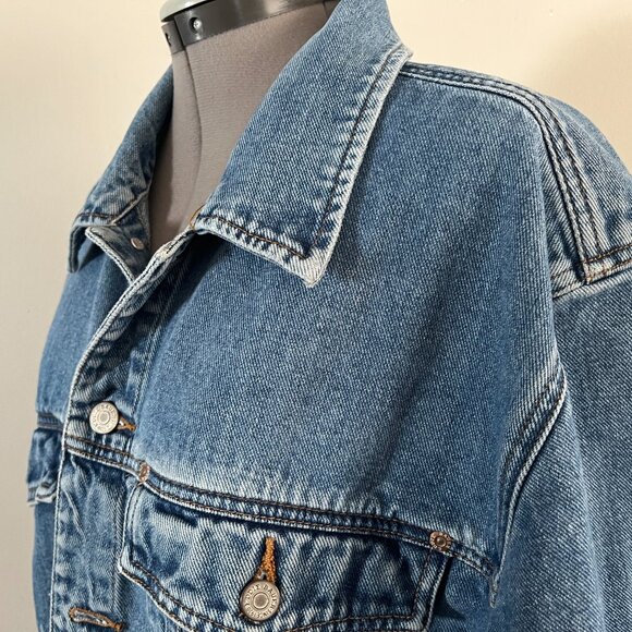 VTG Y2K Eddie Bauer Sz XL Men's Cotton Denim Trucker Style Jean Jacket - Picture 2 of 12